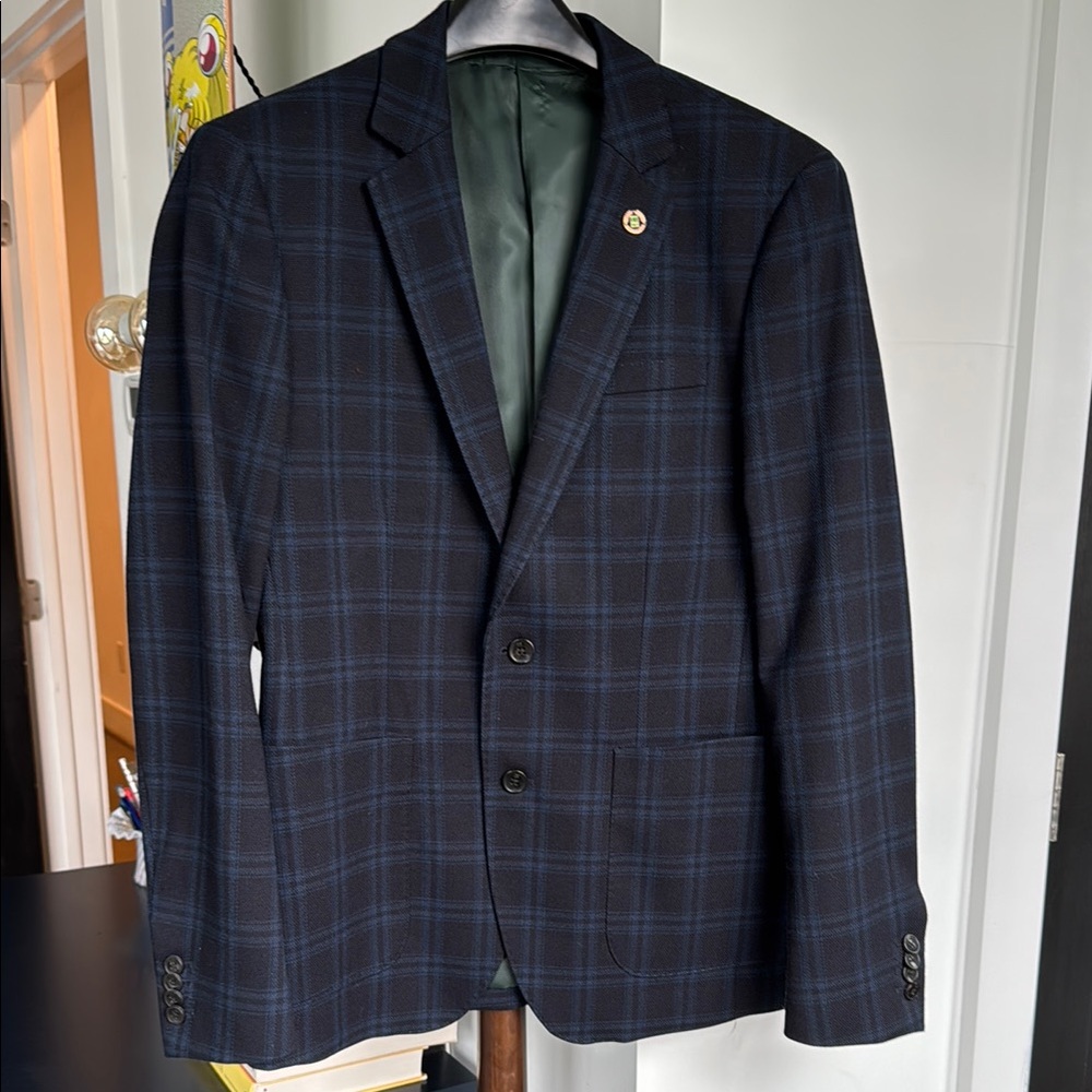 Scotch & Soda Navy Plaid Blazer